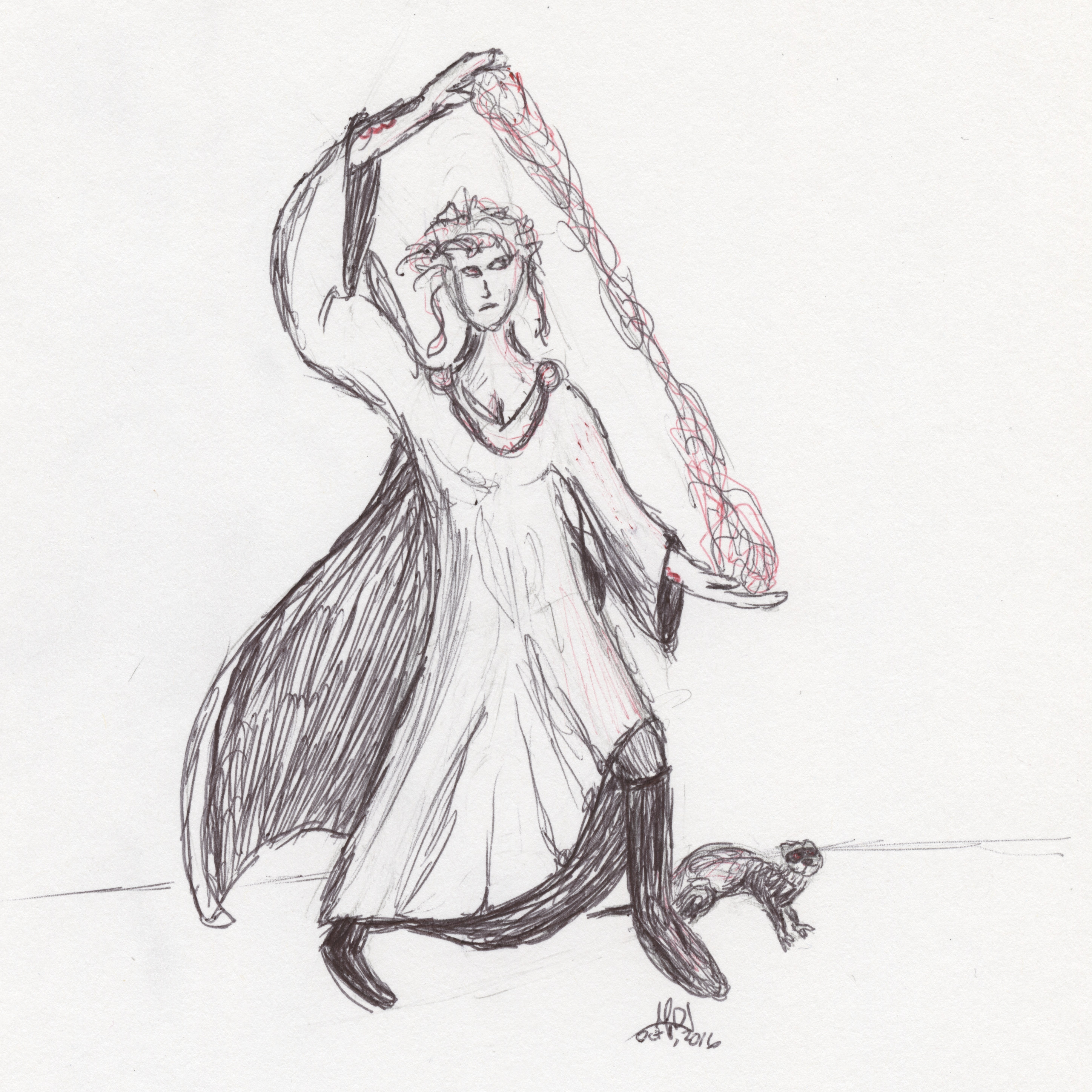 A drawing of a witch, based on a Rifts® OCC